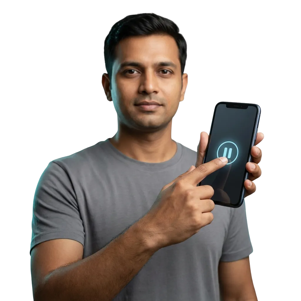 Illustration of a player using casino app limit tools, highlighting safe, controlled, and responsible online gambling practices