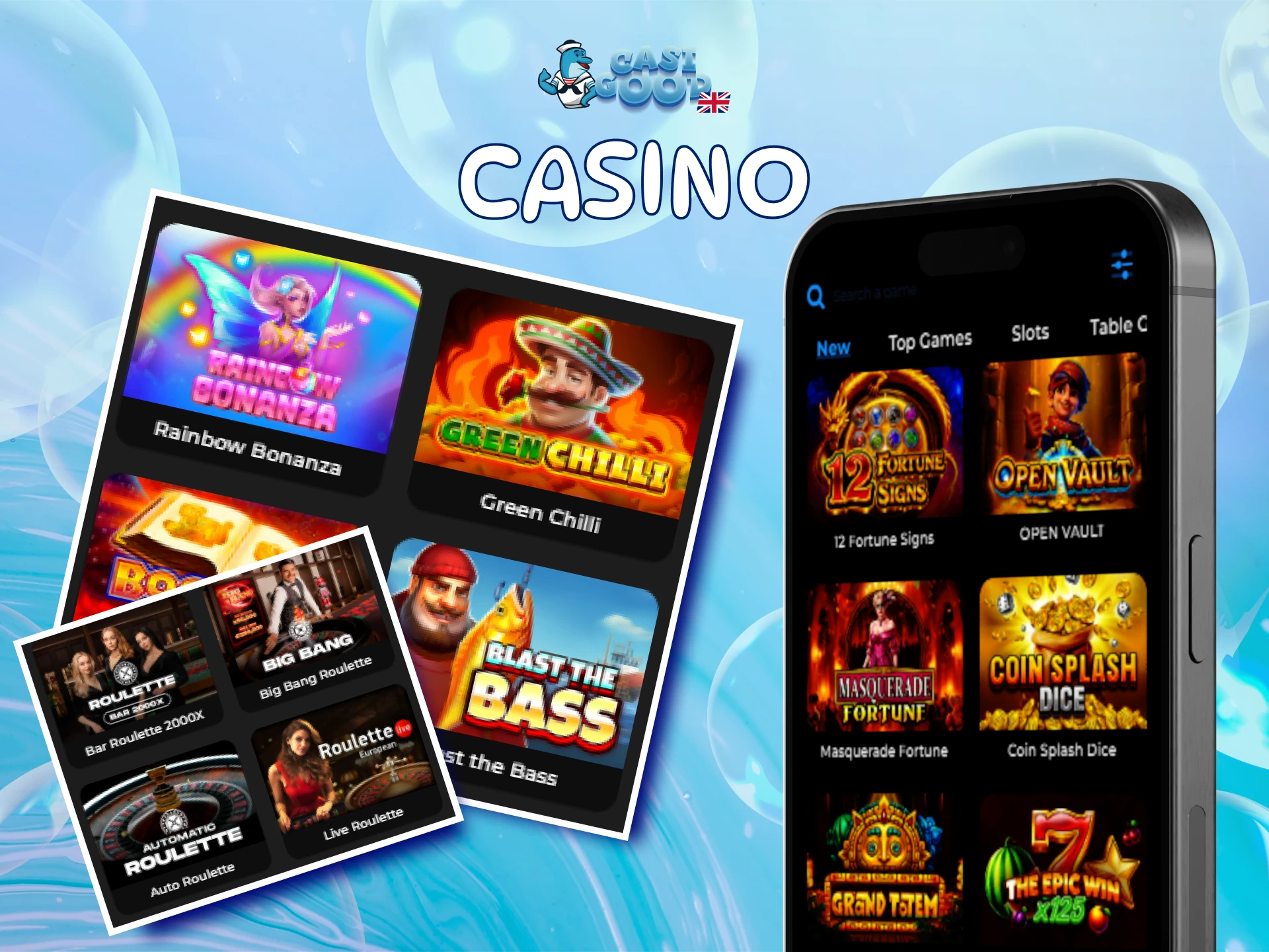 Play your favourite games in the Casigood App casino section.