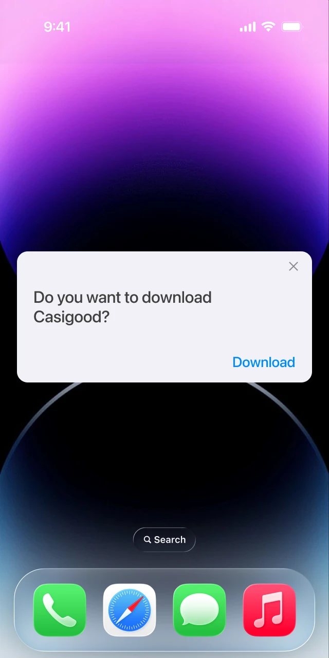 Confirm the installation prompt to download the Casigood App to your device.