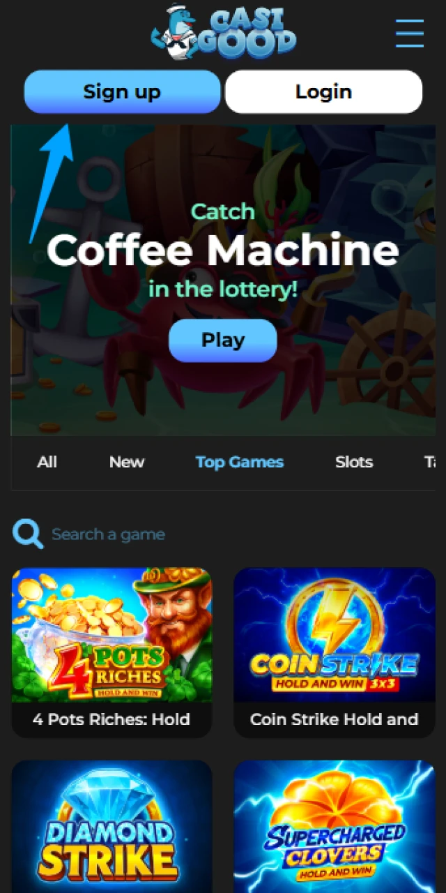 Tap the Registration button in the Casigood App to sign up.