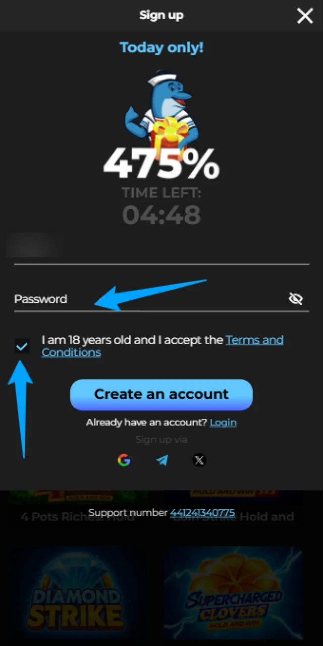 Create a secure Registration password for your mobile Casigood App profile.