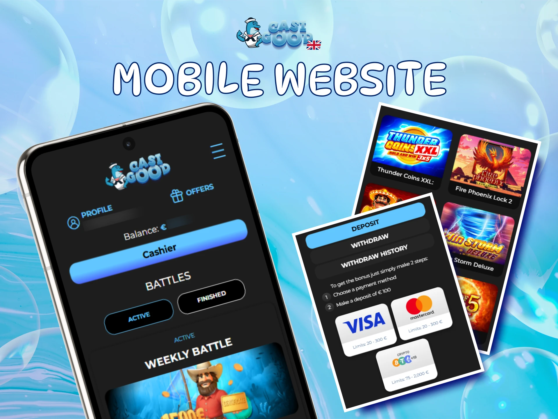 Use the Casigood App mobile version for quick access to bets.