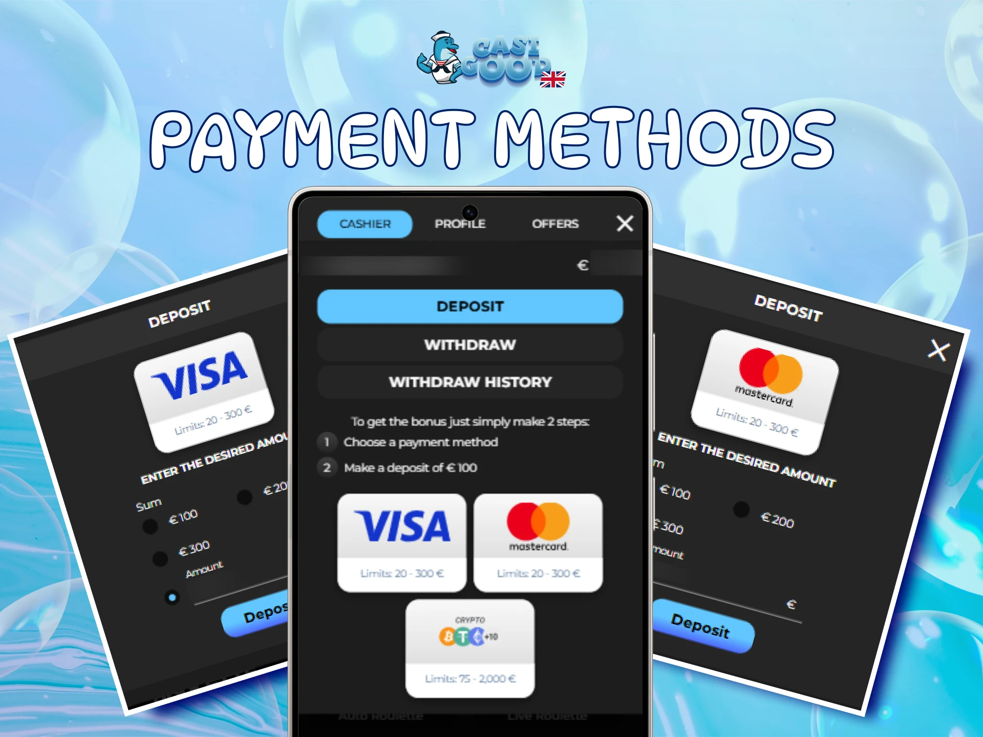 Manage your Casigood App payments securely in the United Kingdom.