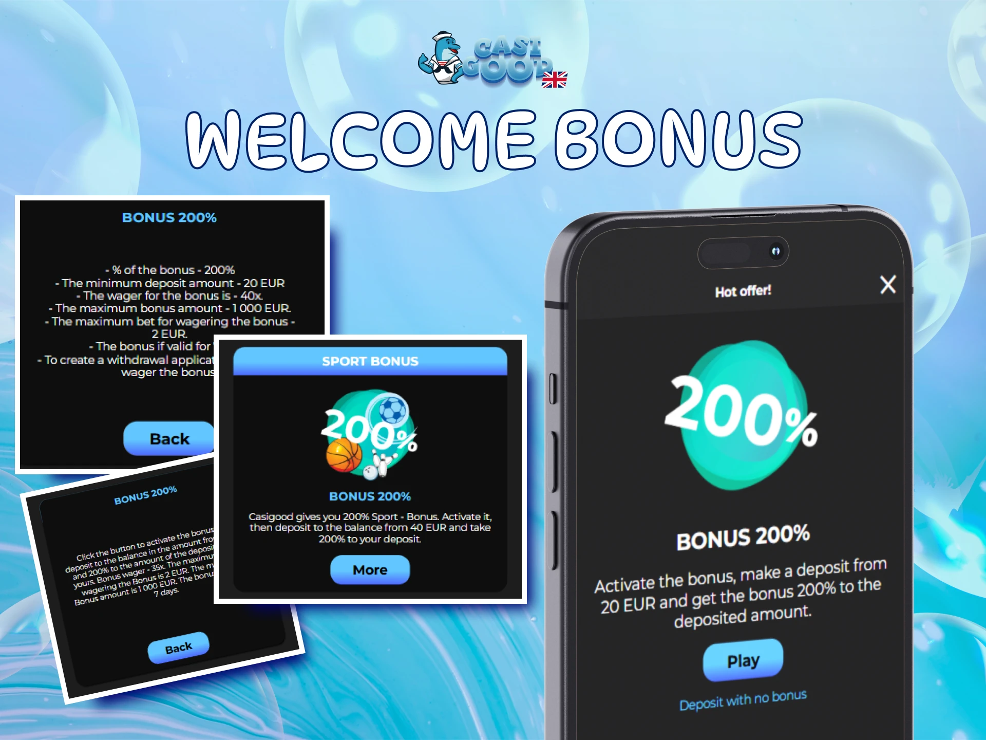 Claim a special welcome bonus through the Casigood App now.