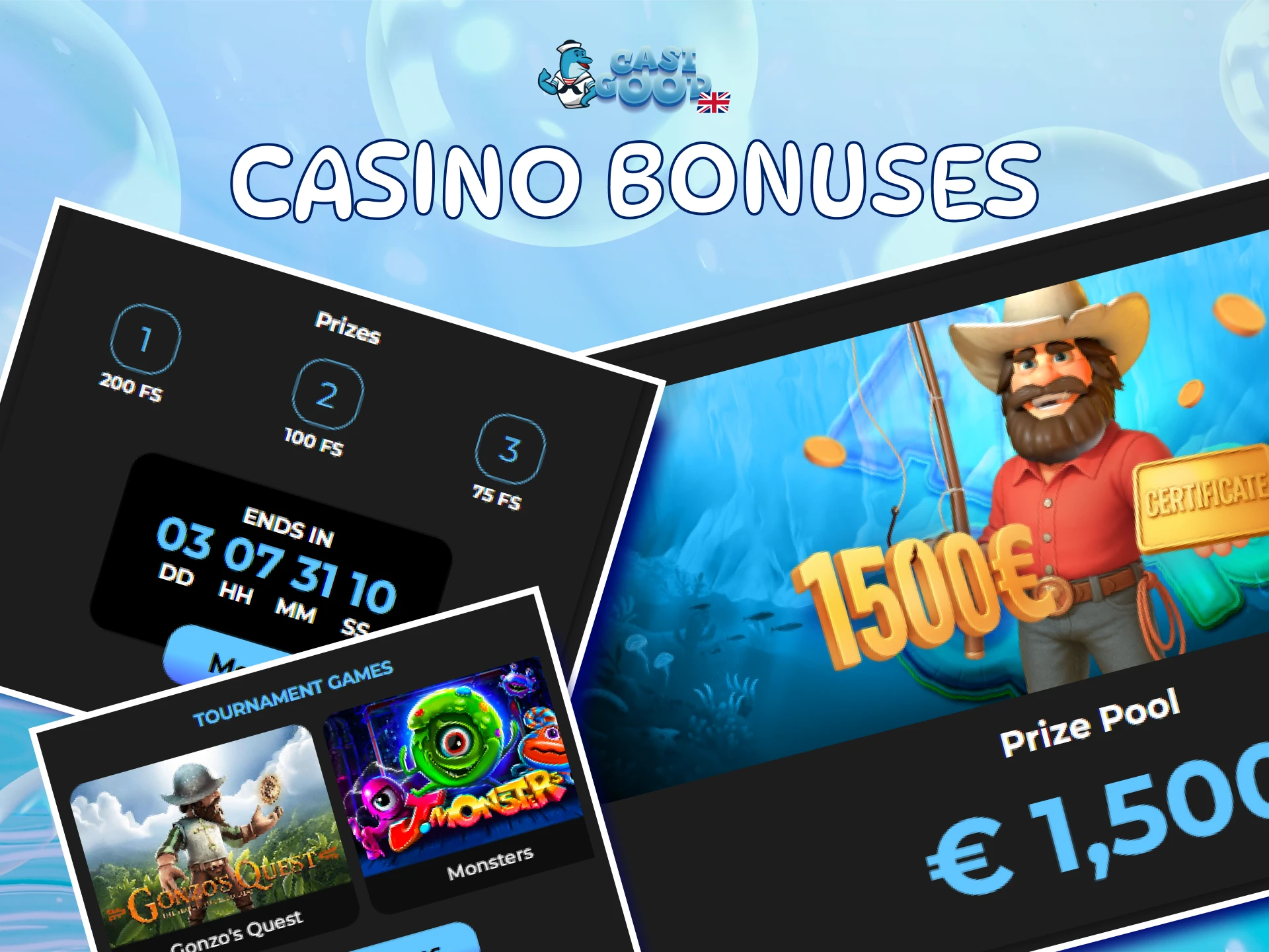 Play top slots and table games with generous Casigood Bonuses today.