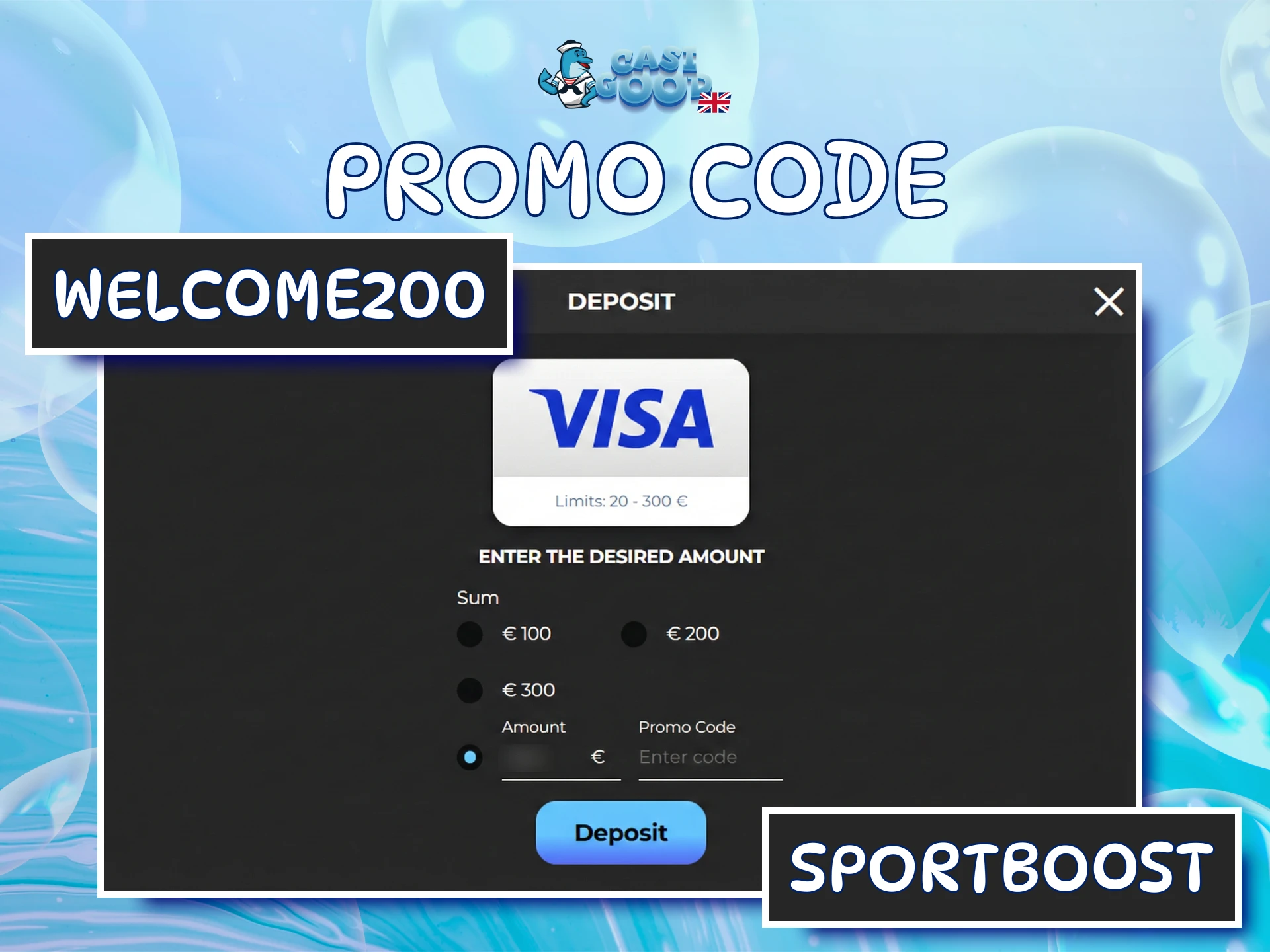 Activate your exclusive Casigood Bonuses using a valid official promo code.