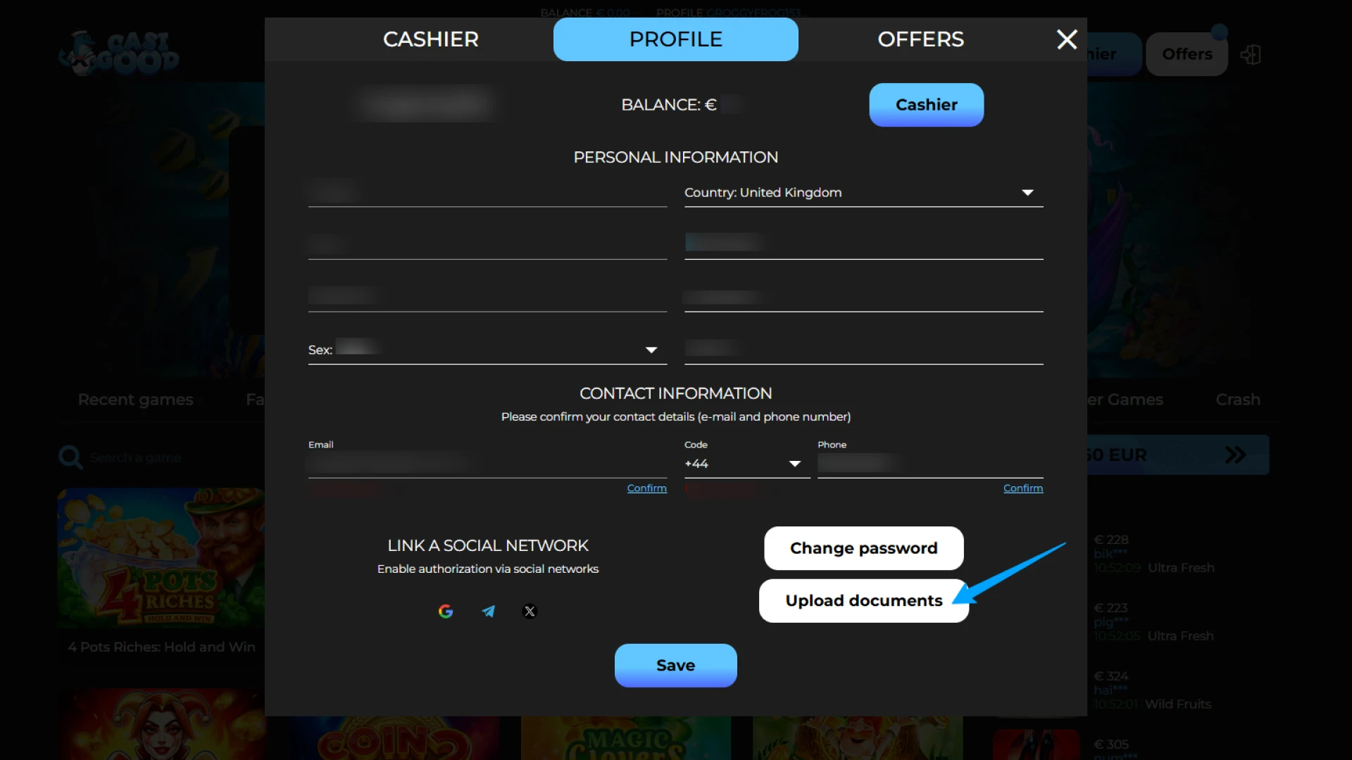Go to the Casigood website verification section to secure your profile.