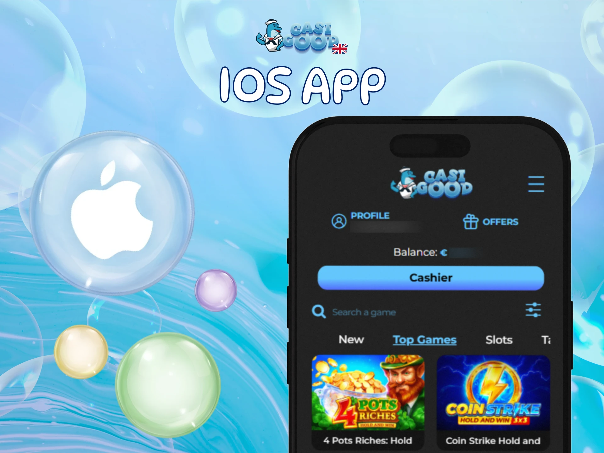 Install the Casigood iOS app and enjoy casino games on your iPhone.