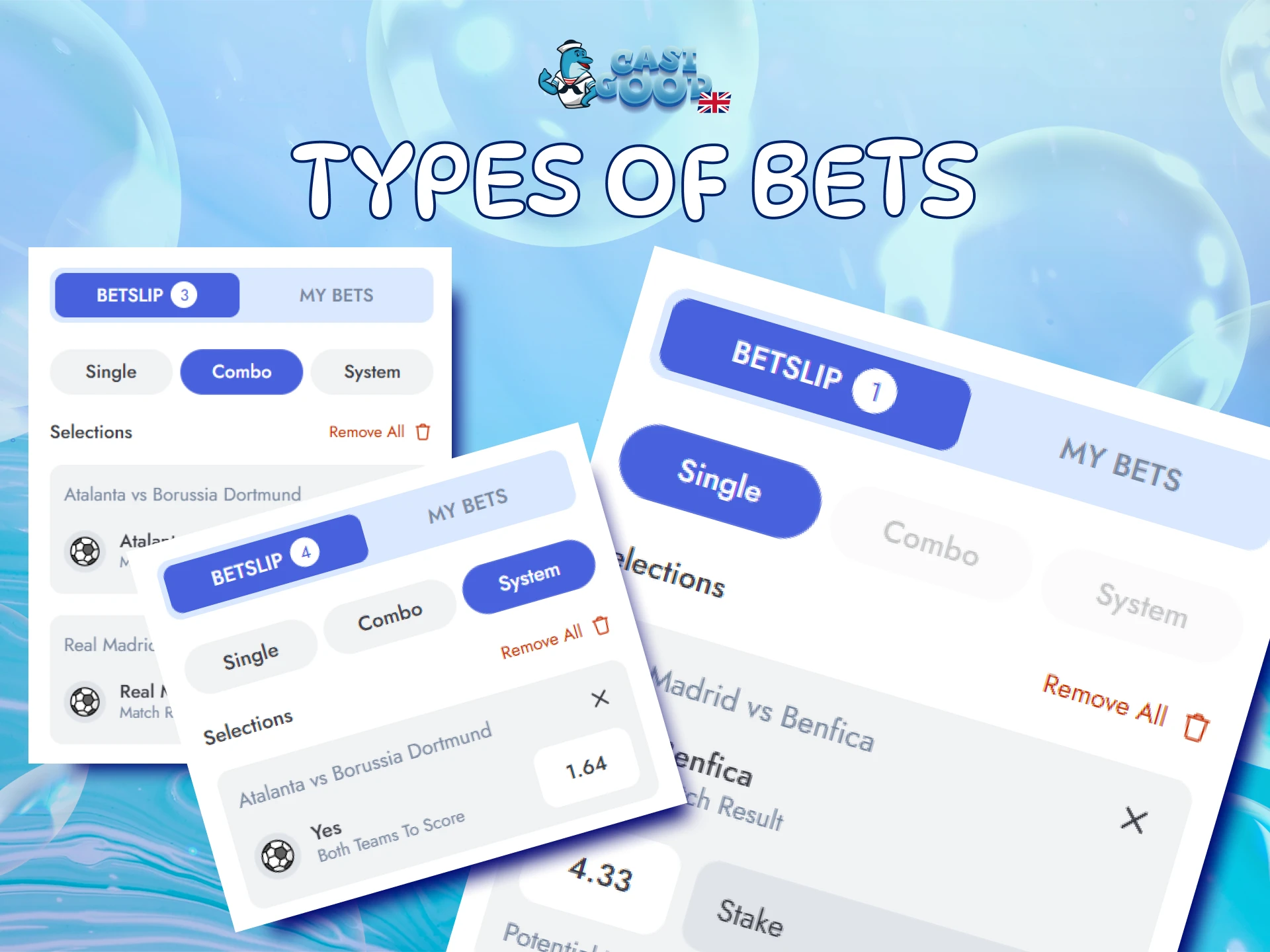 Learn about different types of bets available on the Casigood website.