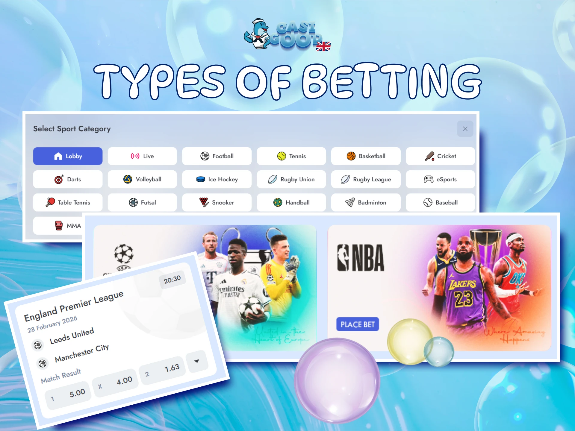Explore various Casigood sports betting markets and find your winning odds.