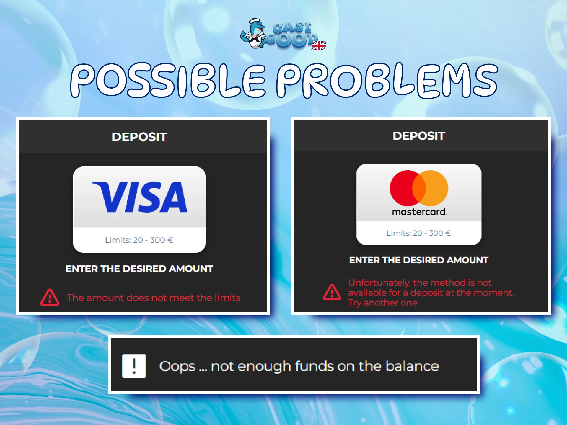 Solve any Casigood Deposit issues to keep your betting account active.