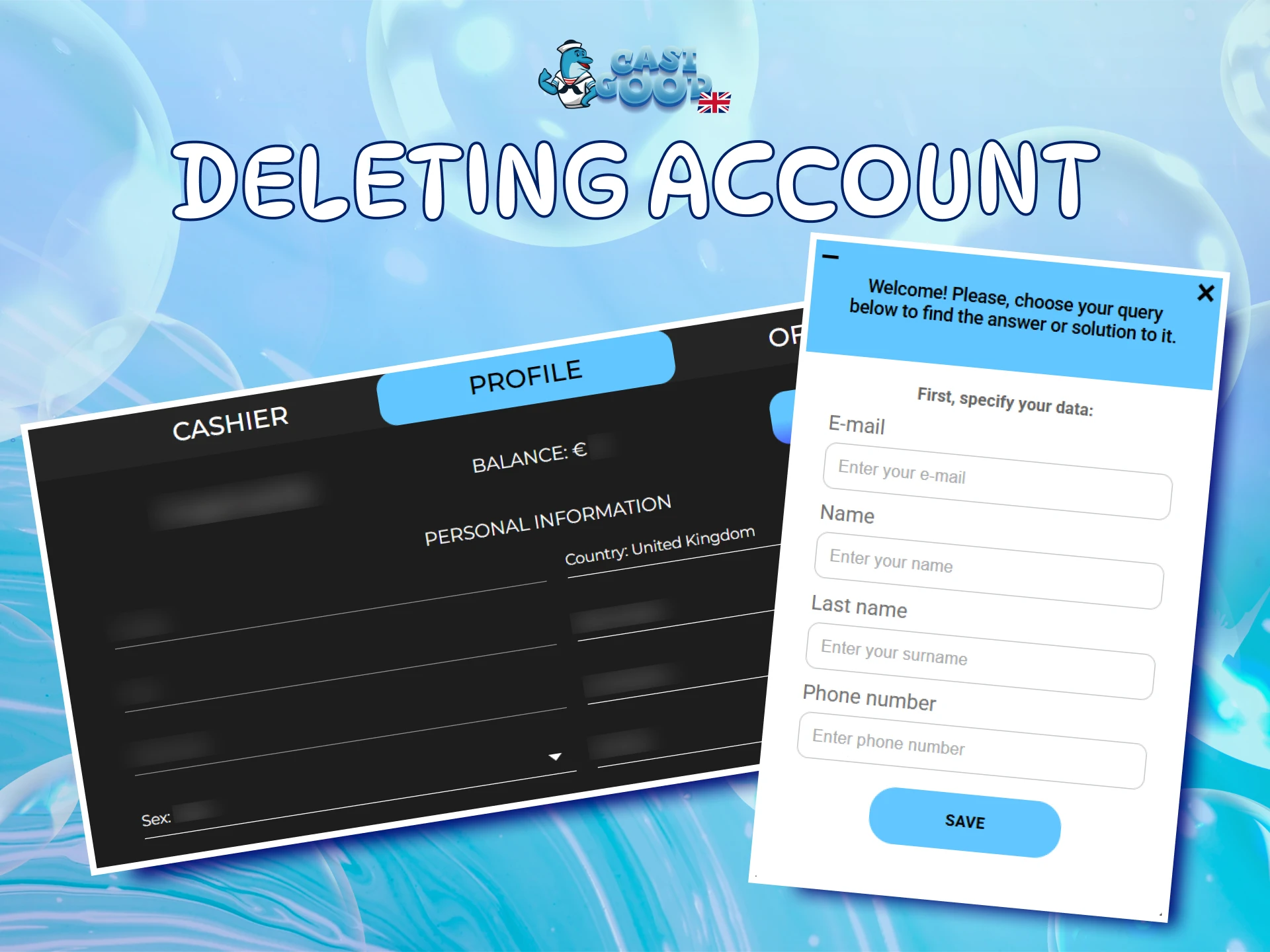 Manage your Casigood Registration settings or delete your account securely.