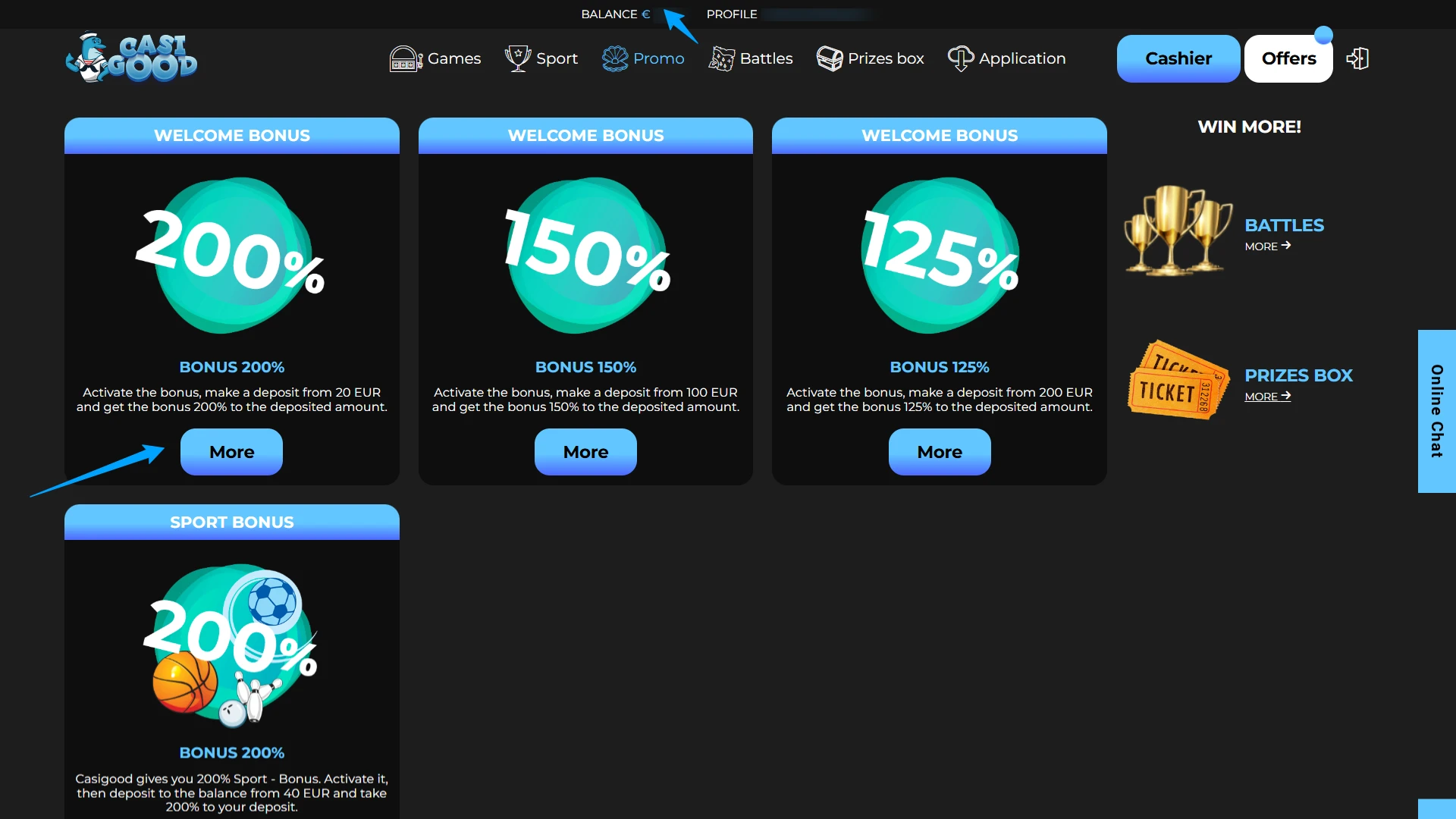 Confirm your first Casigood Registration deposit and start playing games.