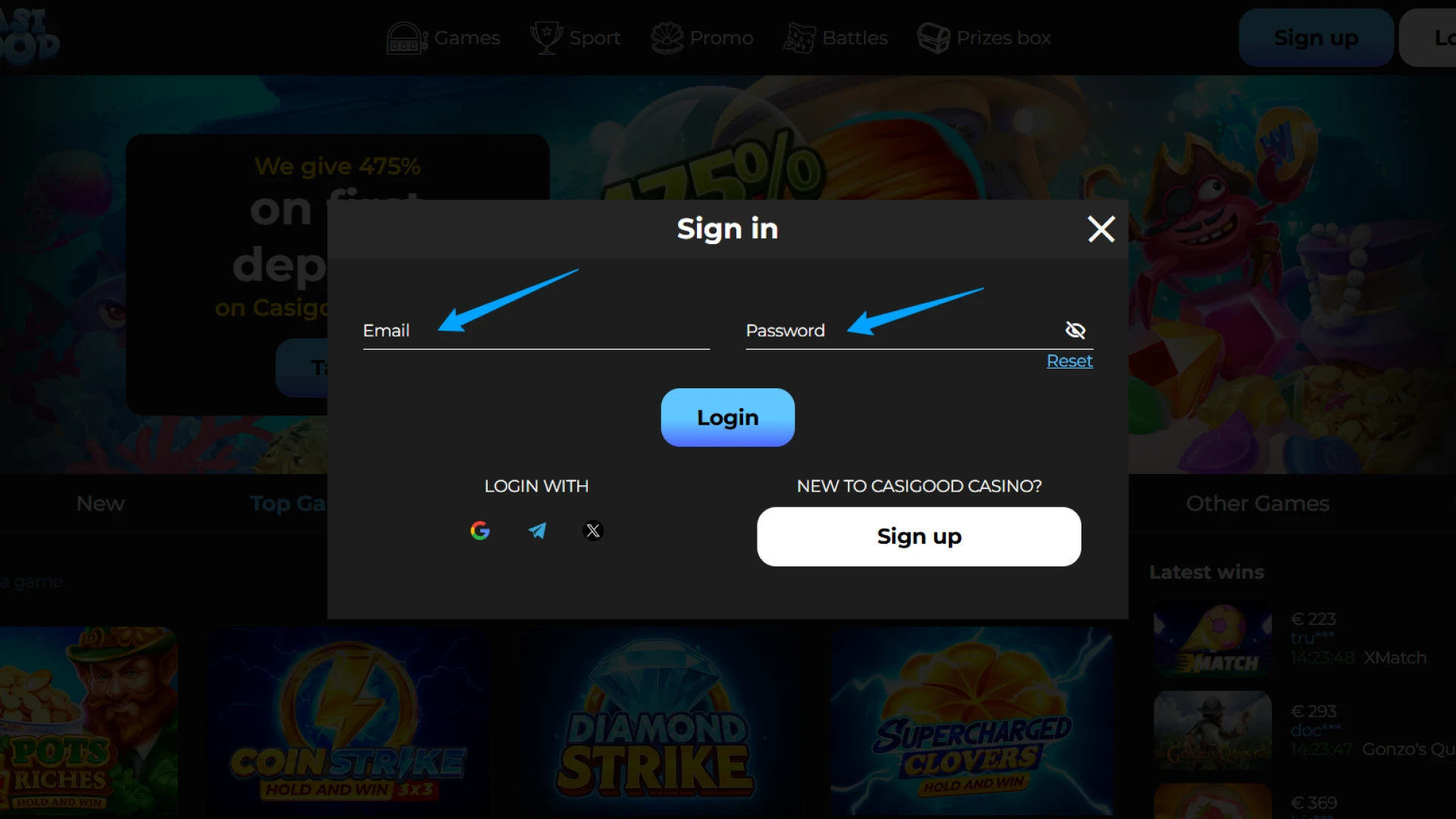 Enter your Login credentials to access the Casigood platform.
