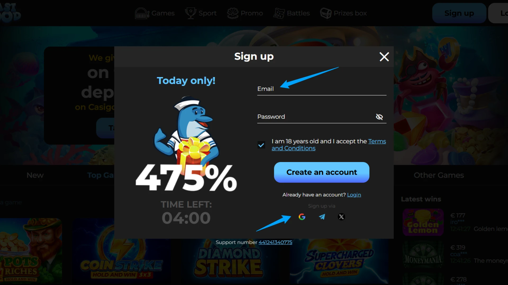 Select your preferred Registration method to join the Casigood platform.