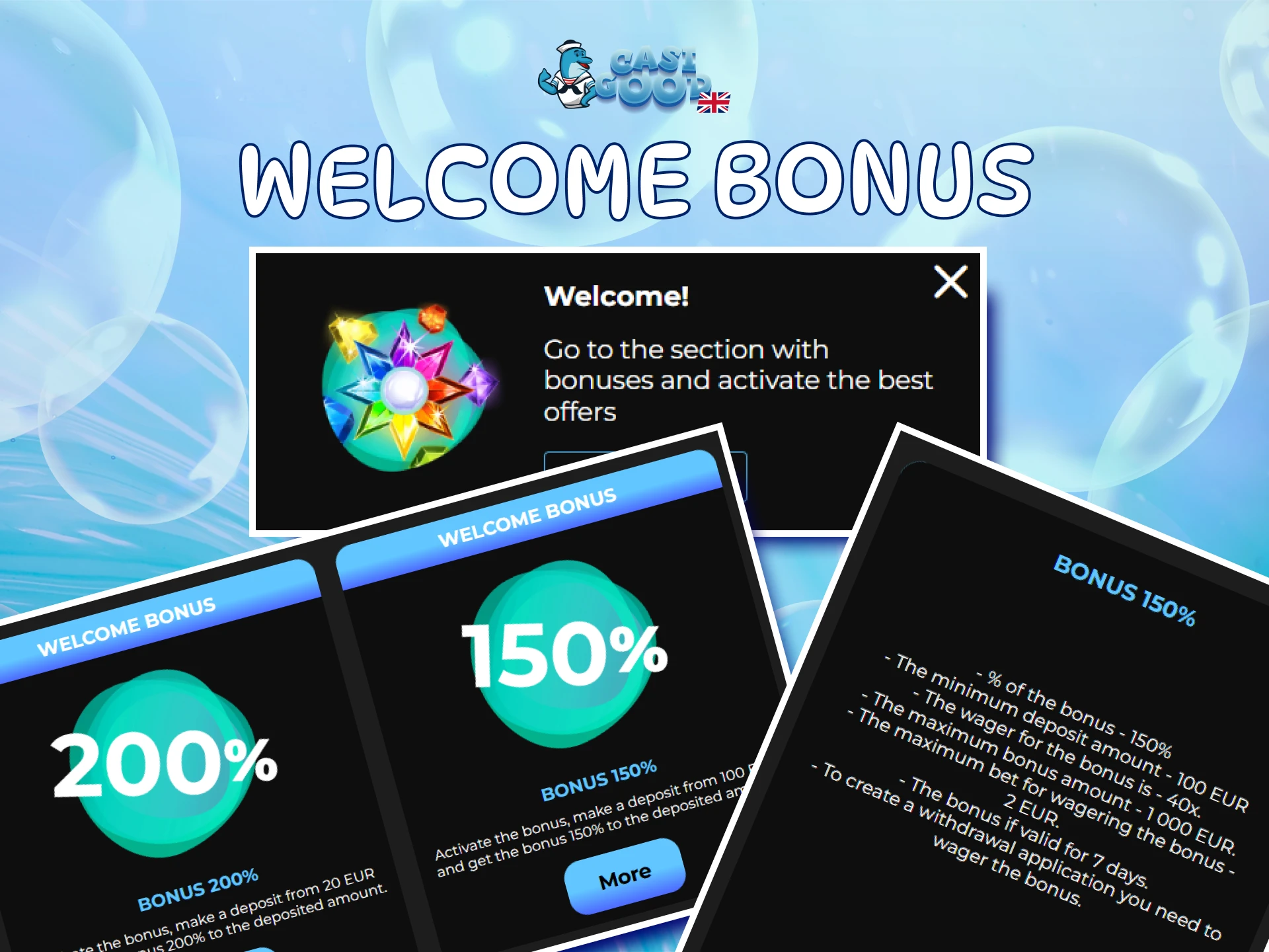 Claim a generous welcome bonus immediately after your Casigood Registration.