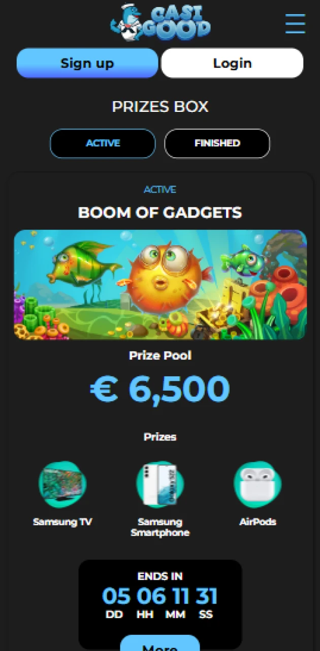 Check the latest prizes and bonuses within the Casigood App.